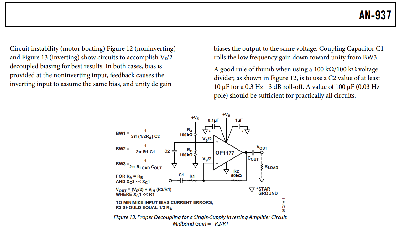 Op amp coupling capacitor