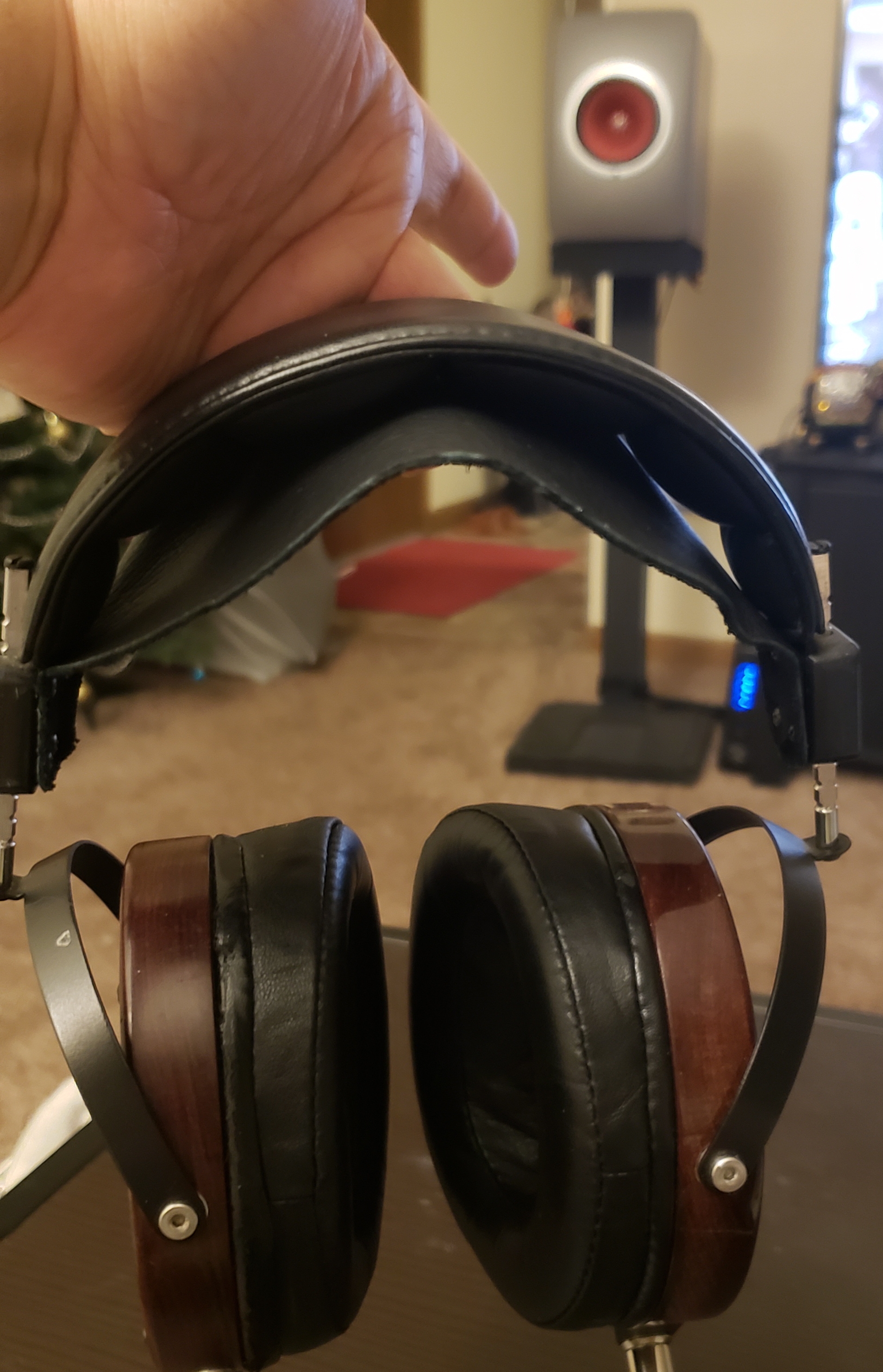 Genuine Leather & Metal Headband For Audeze LCD Series 2 3 4 X XC - Black