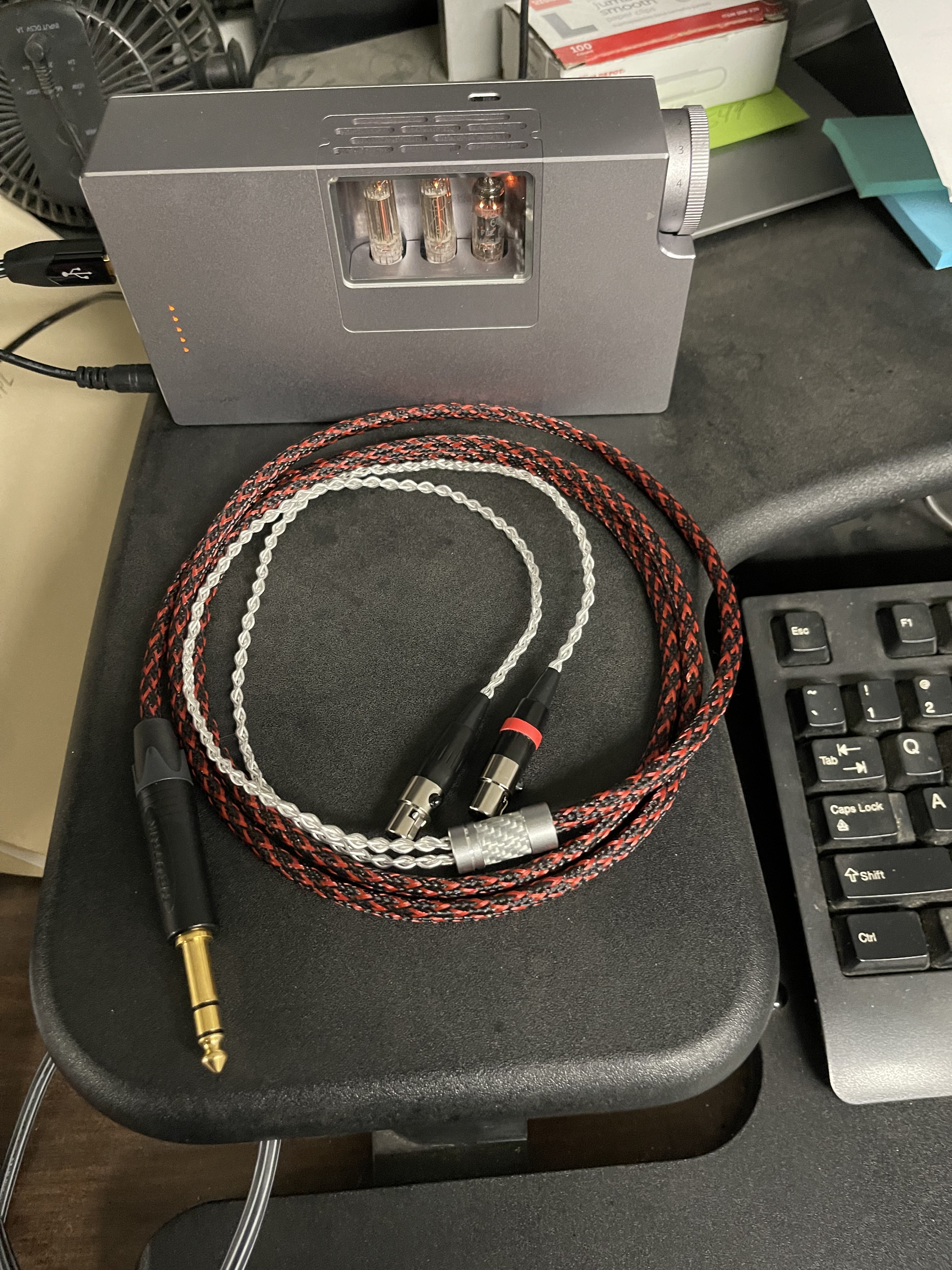 Closed Custom 6ft mini xlr to 1/4” silver 8 wire cable. Fits Audeze