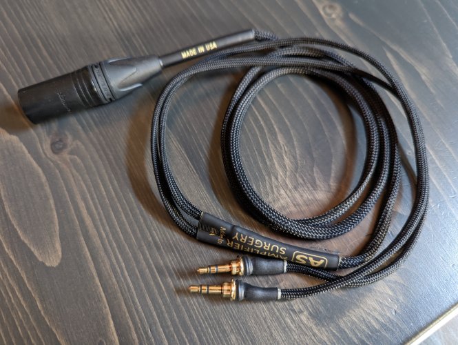 Sold Amplifier Surgery XLR to 2 x 3.5mm 4ft (Made in USA) Headphone