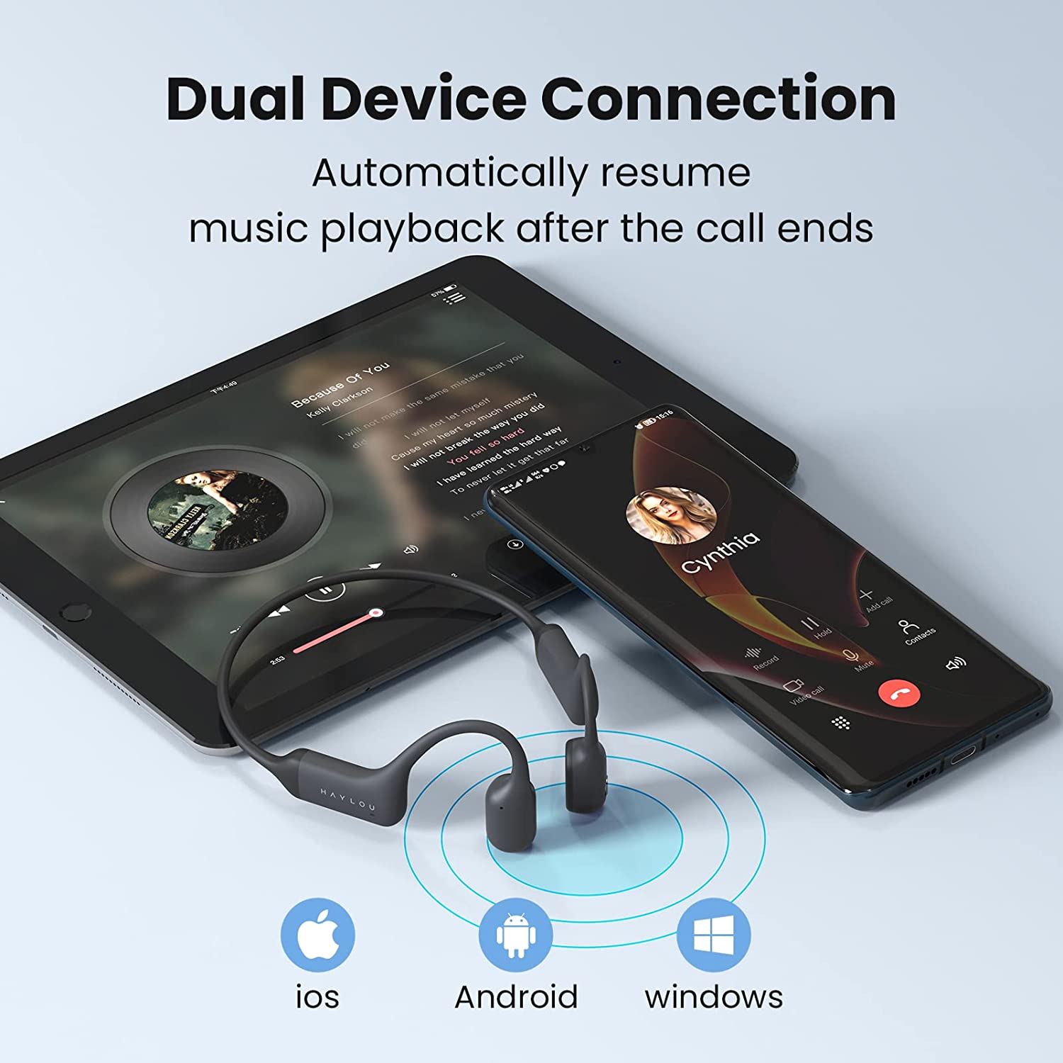 Bone Conduction Headphones Wireless Bluetooth 5.2 - IP67 Waterproof Sport Earphones With Noise Canceling Mics