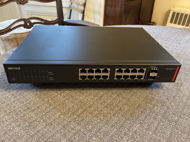 Buffalo BSGS2016 ethernet switch modded w/ Melco board, LPS input, Mundorf, IsoAcoustics