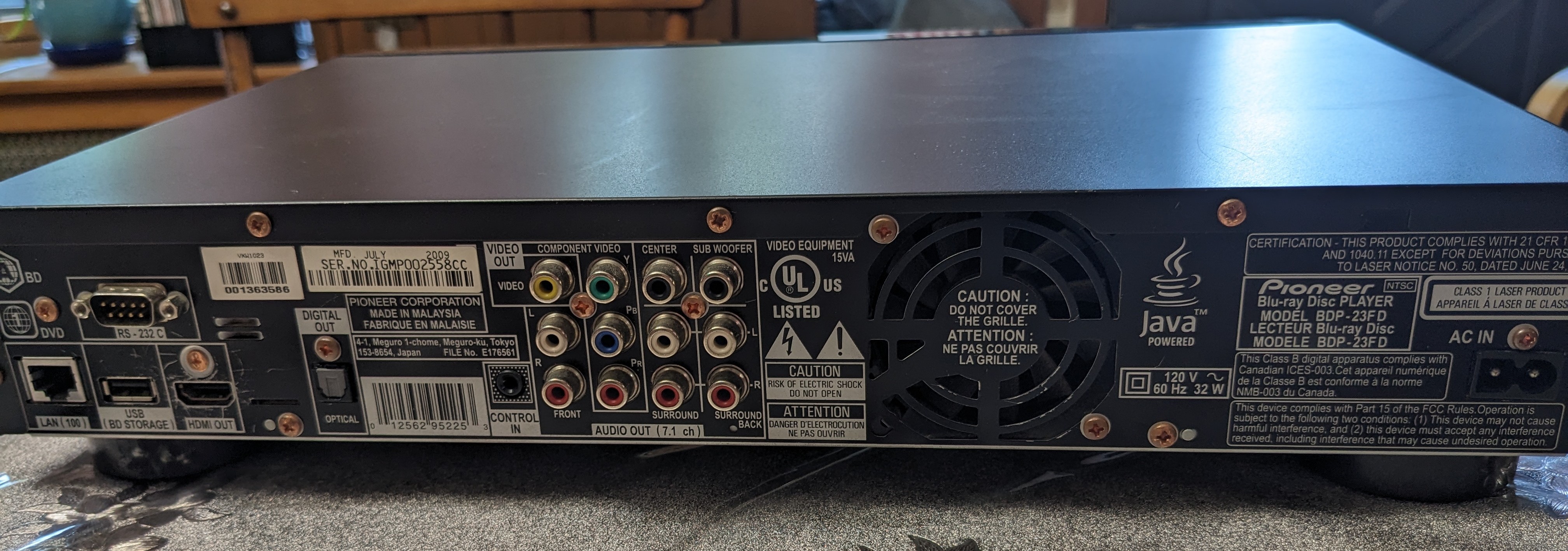 Closed: Pioneer Elite BDP-23FD High Performance Blu-ray/DVD/CD