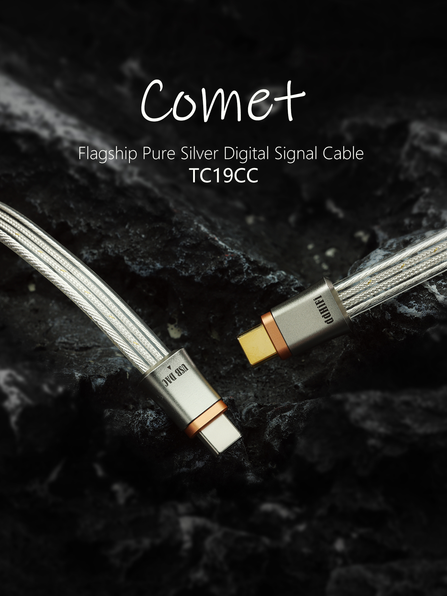 ddHiFi TC19CC (Comet) Flagship Pure Silver USB-C to USB-C OTG