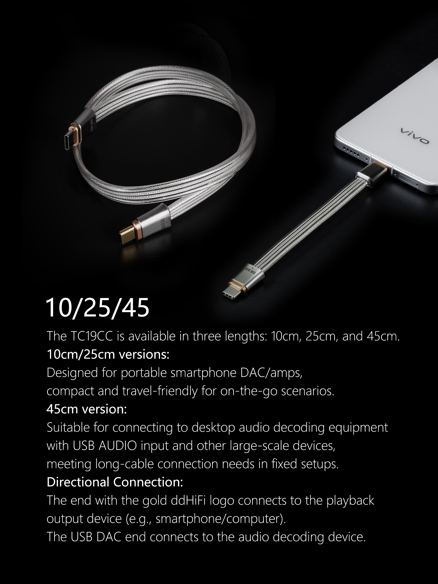 ddHiFi TC19CC (Comet) Flagship Pure Silver USB-C to USB-C