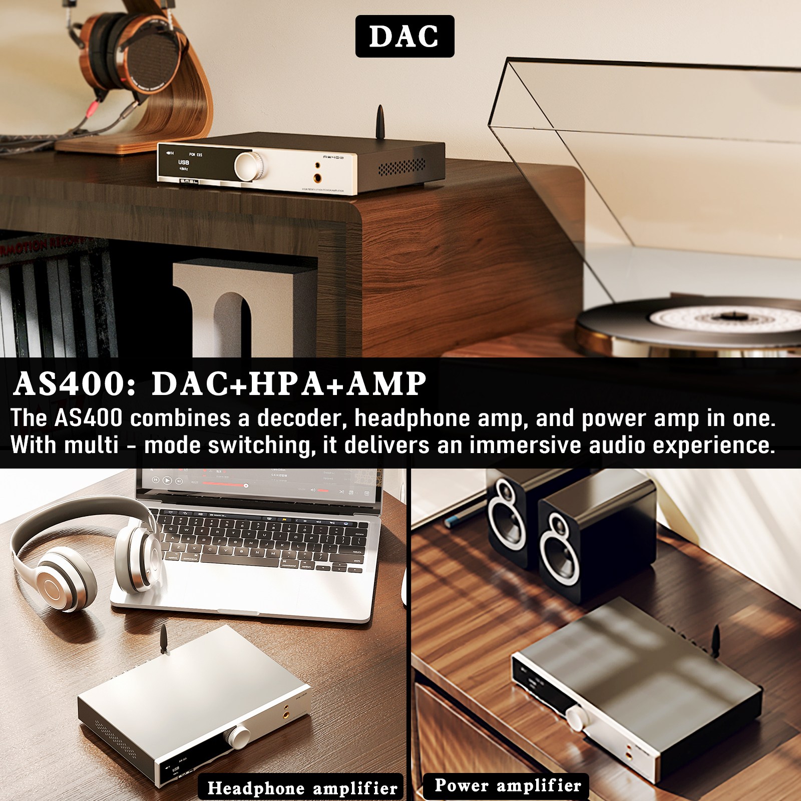 SMSL AS400 — All-in-One DAC, power Amp & MM Phono Amp | Headphone ...