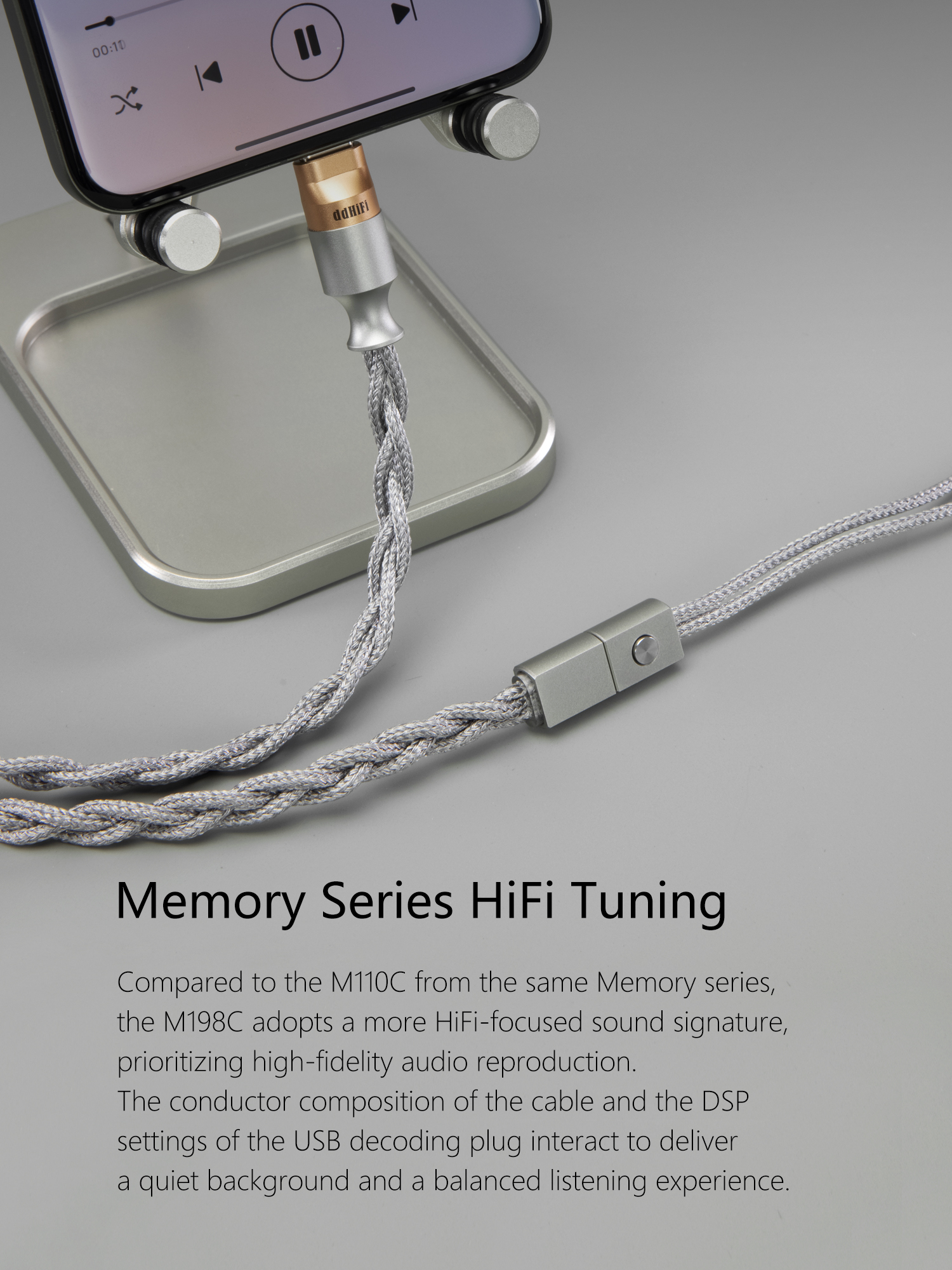 【超美品】ddHiFi M198C (USB-C to 0.78 2Pin) ddHiFi M198C USB Interface Decoding Earphones Cable with MMCX and