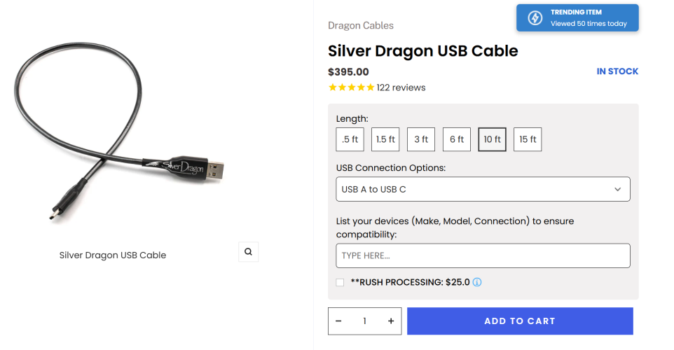 Closed: 🔥PD🔥 - Silver Dragon USB-C to USB-A DAC Cable 10' | Headphone ...