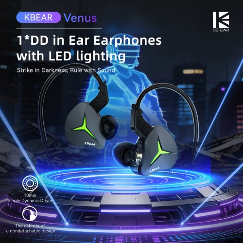 KBEAR Venus: 1*DD in Ear Monitors Earphones with LED lighting