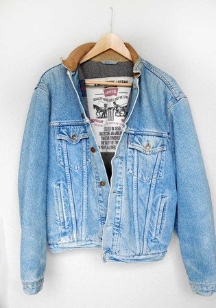 jean jacket with leather collar