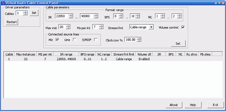 vb virtual audio cable defaults