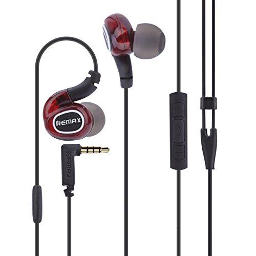 Remax RM-S1 Pro Sports In-Ear Wired Earphone Portable Music Corded Headset HD Microphone Red Color